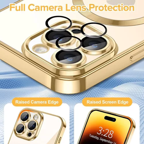 Techsuit - Luxury Crystal MagSafe tok - iPhone 14 Pro Max - Arany átlátszó