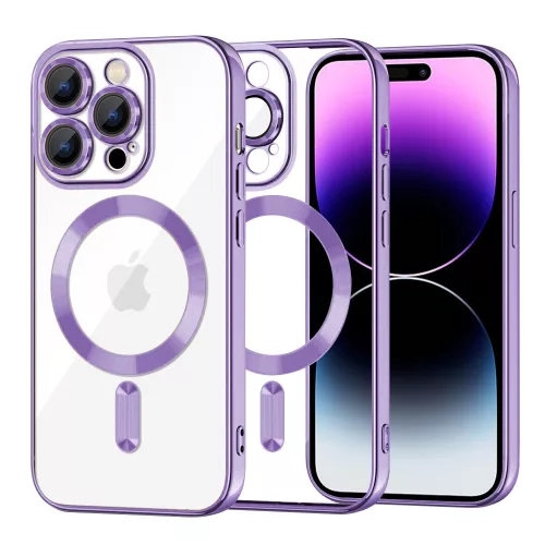 Techsuit - Luxury Crystal MagSafe tok - iPhone 14 Pro Max - Lila átlátszó