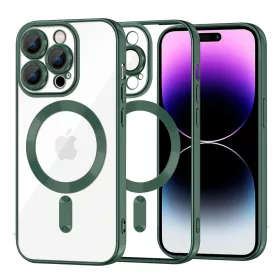   Techsuit - Luxury Crystal MagSafe tok - iPhone 14 Pro Max - Sötétzöld átlátszó