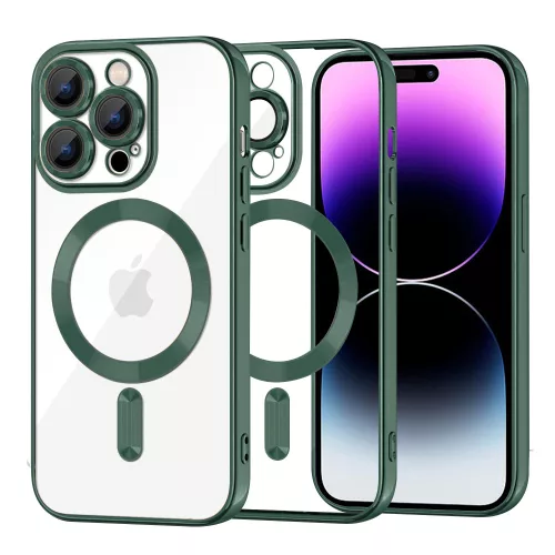 Techsuit - Luxury Crystal MagSafe tok - iPhone 14 Pro Max - Sötétzöld átlátszó