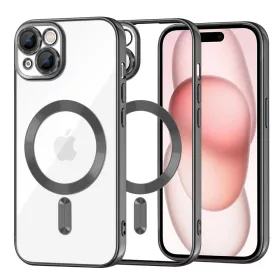  Techsuit - Luxury Crystal MagSafe tok - iPhone 15 - Fekete átlátszó