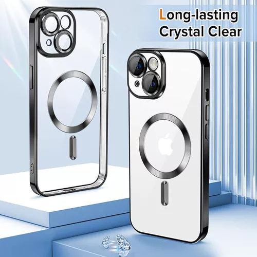 Techsuit - Luxury Crystal MagSafe tok - iPhone 15 - Fekete átlátszó