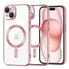 Techsuit - Luxury Crystal MagSafe tok - iPhone 15 - Rózsaszín átlátszó