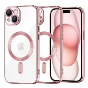   Techsuit - Luxury Crystal MagSafe tok - iPhone 15 - Rózsaszín átlátszó