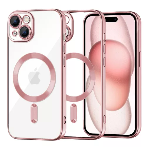 Techsuit - Luxury Crystal MagSafe tok - iPhone 15 - Rózsaszín átlátszó