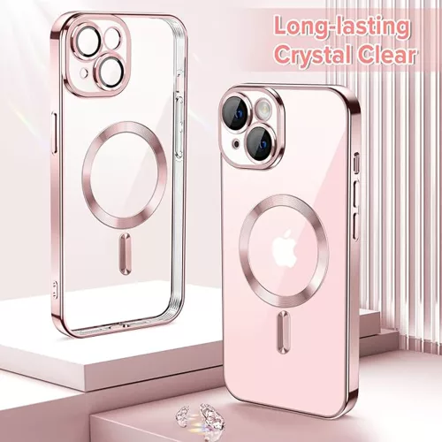 Techsuit - Luxury Crystal MagSafe tok - iPhone 15 - Rózsaszín átlátszó