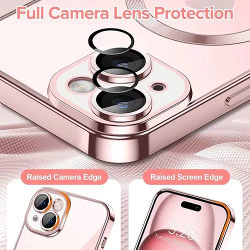 Techsuit - Luxury Crystal MagSafe tok - iPhone 15 - Rózsaszín átlátszó