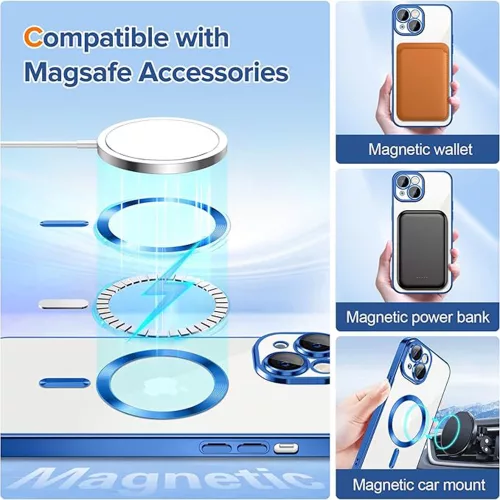 Techsuit - Luxury Crystal MagSafe tok - iPhone 15 - Kék átlátszó