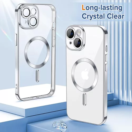 Techsuit - Luxury Crystal MagSafe tok - iPhone 15 - Ezüst átlátszó