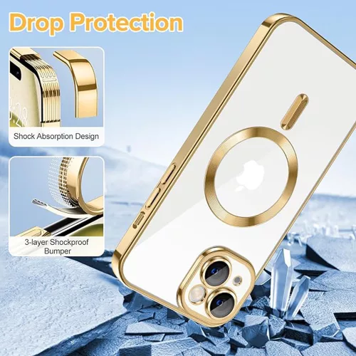 Techsuit - Luxury Crystal MagSafe tok - iPhone 15 - Arany átlátszó