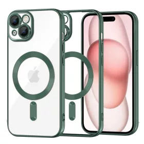   Techsuit - Luxury Crystal MagSafe tok - iPhone 15 - Sötétzöld átlátszó