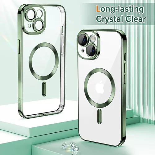 Techsuit - Luxury Crystal MagSafe tok - iPhone 15 - Sötétzöld átlátszó