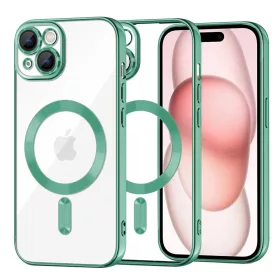   Techsuit - Luxury Crystal MagSafe tok - iPhone 15 - Zöld átlátszó