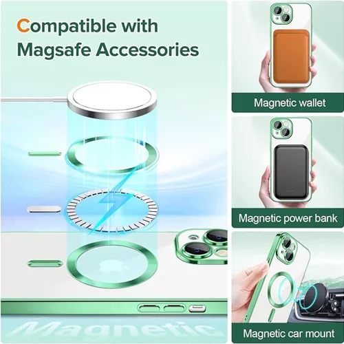 Techsuit - Luxury Crystal MagSafe tok - iPhone 15 - Zöld átlátszó