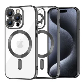   Techsuit - Luxury Crystal MagSafe tok - iPhone 15 Pro - Fekete átlátszó