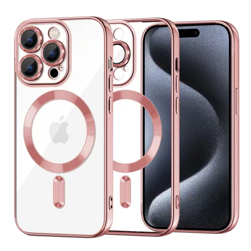 Techsuit - Luxury Crystal MagSafe tok - iPhone 15 Pro - Rózsaszín átlátszó