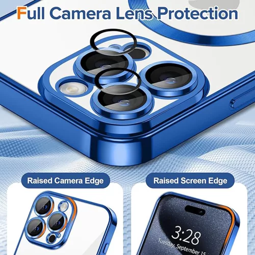 Techsuit - Luxury Crystal MagSafe tok - iPhone 15 Pro - Kék átlátszó