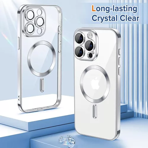 Techsuit - Luxury Crystal MagSafe tok - iPhone 15 Pro - Ezüst átlátszó