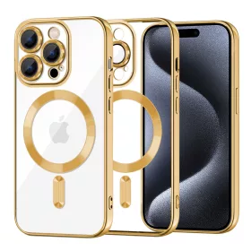   Techsuit - Luxury Crystal MagSafe tok - iPhone 15 Pro - Arany átlátszó