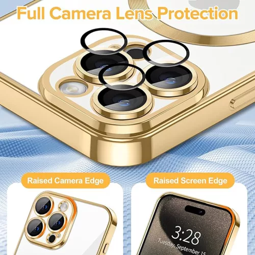 Techsuit - Luxury Crystal MagSafe tok - iPhone 15 Pro - Arany átlátszó
