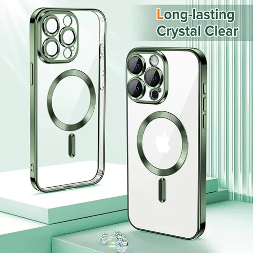 Techsuit - Luxury Crystal MagSafe tok - iPhone 15 Pro - Sötétzöld átlátszó
