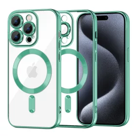   Techsuit - Luxury Crystal MagSafe tok - iPhone 15 Pro - Zöld átlátszó