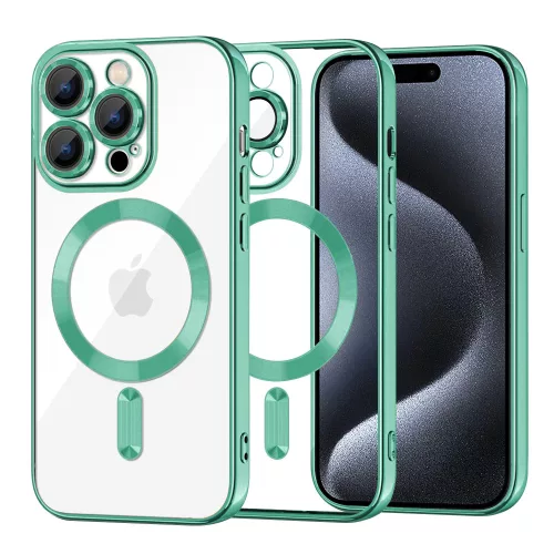 Techsuit - Luxury Crystal MagSafe tok - iPhone 15 Pro - Zöld átlátszó