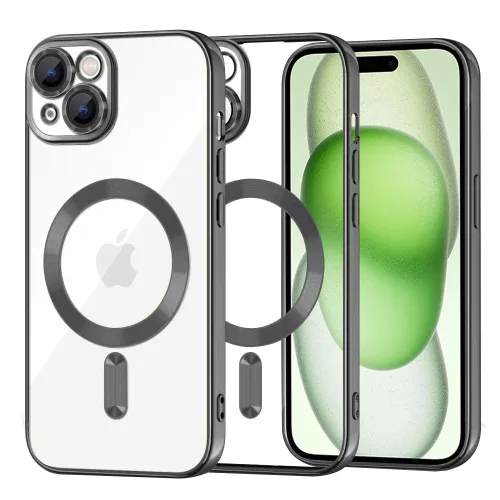 Techsuit - Luxury Crystal MagSafe tok - iPhone 15 Plus - Fekete átlátszó