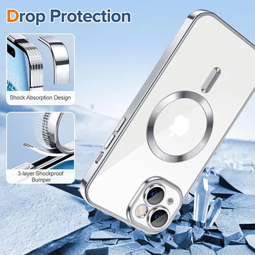 Techsuit - Luxury Crystal MagSafe tok - iPhone 15 Plus - Fekete átlátszó