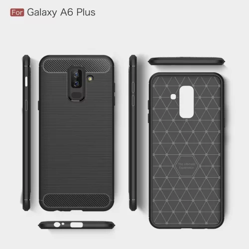 Techsuit - Carbon szilikon tok - Samsung Galaxy A6 Plus 2018 - Fekete