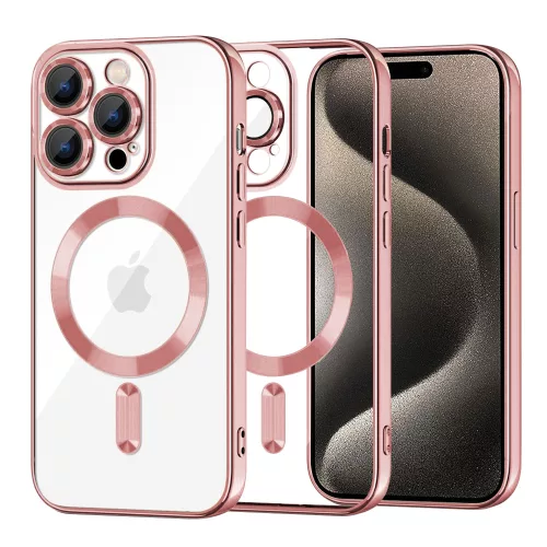 Techsuit - Luxury Crystal MagSafe tok - iPhone 15 Pro Max - Rózsaszín átlátszó