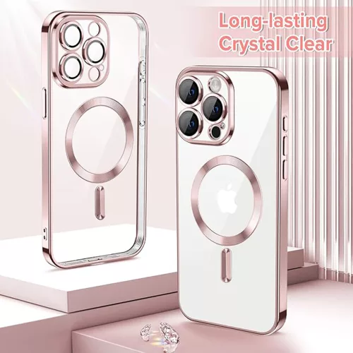 Techsuit - Luxury Crystal MagSafe tok - iPhone 15 Pro Max - Rózsaszín átlátszó