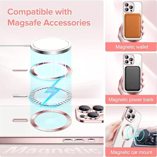 Techsuit - Luxury Crystal MagSafe tok - iPhone 15 Pro Max - Rózsaszín átlátszó
