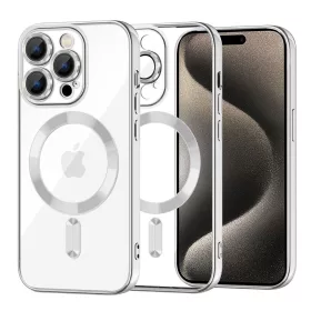  Techsuit - Luxury Crystal MagSafe tok - iPhone 15 Pro Max - Ezüst átlátszó