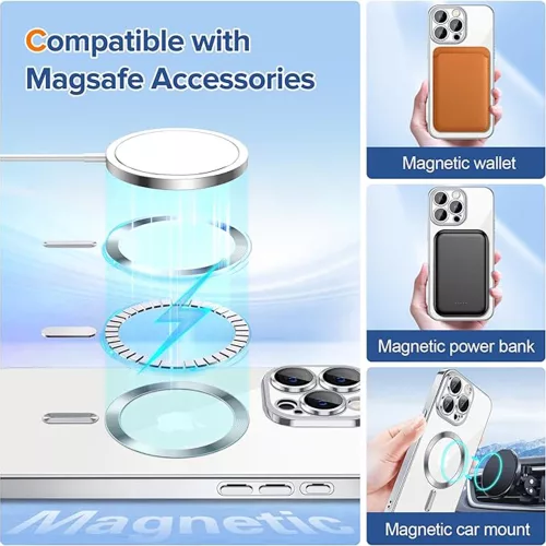 Techsuit - Luxury Crystal MagSafe tok - iPhone 15 Pro Max - Ezüst átlátszó