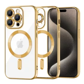   Techsuit - Luxury Crystal MagSafe tok - iPhone 15 Pro Max - Arany átlátszó