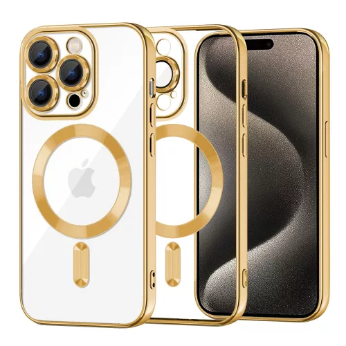 Techsuit - Luxury Crystal MagSafe tok - iPhone 15 Pro Max - Arany átlátszó