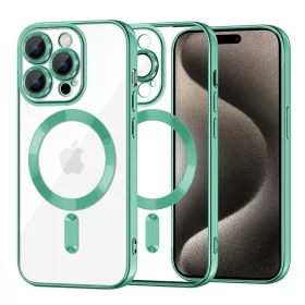   Techsuit - Luxury Crystal MagSafe tok - iPhone 15 Pro Max - Zöld átlátszó