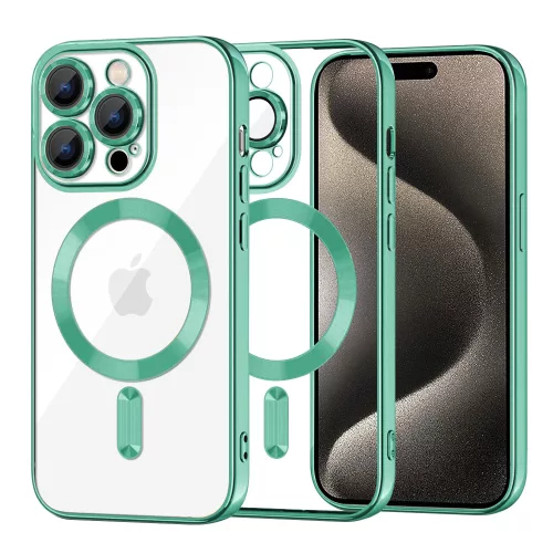Techsuit - Luxury Crystal MagSafe tok - iPhone 15 Pro Max - Zöld átlátszó