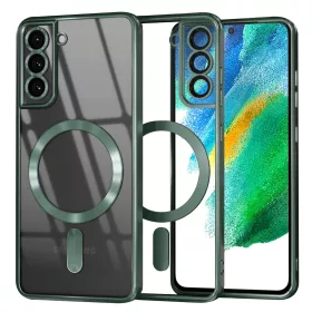   Techsuit - Luxury Crystal MagSafe tok - Samsung Galaxy S21 FE 5G - Sötétzöld átlátszó