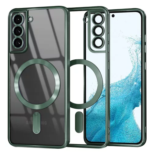 Techsuit - Luxury Crystal MagSafe tok - Samsung Galaxy S22 5G - Sötétzöld átlátszó