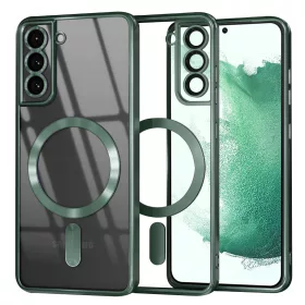   Techsuit - Luxury Crystal MagSafe tok - Samsung Galaxy S22 Plus 5G - Sötétzöld átlátszó