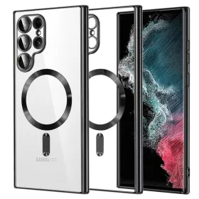   Techsuit - Luxury Crystal MagSafe tok - Samsung Galaxy S22 Ultra 5G - Fekete átlátszó