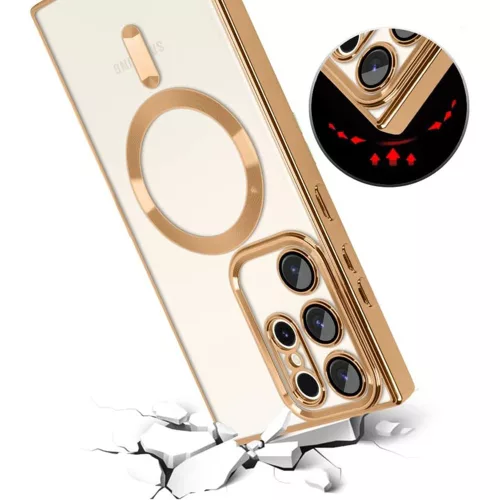 Techsuit - Luxury Crystal MagSafe tok - Samsung Galaxy S22 Ultra 5G - Fekete átlátszó