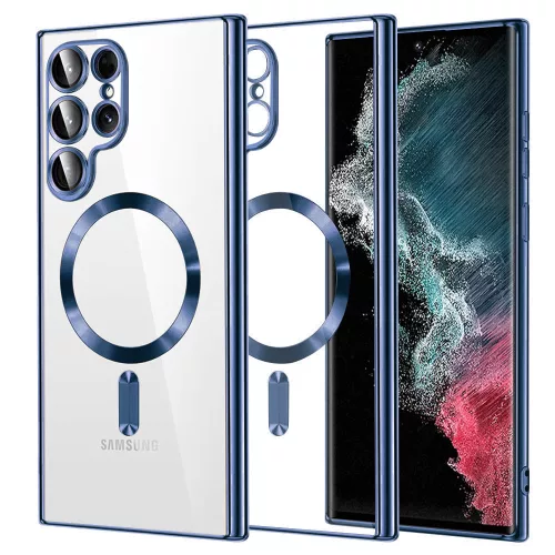 Techsuit - Luxury Crystal MagSafe tok - Samsung Galaxy S22 Ultra 5G - Kék átlátszó