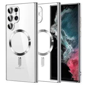   Techsuit - Luxury Crystal MagSafe tok - Samsung Galaxy S22 Ultra 5G - Ezüst átlátszó
