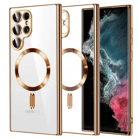   Techsuit - Luxury Crystal MagSafe tok - Samsung Galaxy S22 Ultra 5G - Arany átlátszó