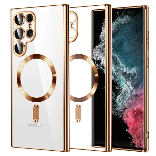 Techsuit - Luxury Crystal MagSafe tok - Samsung Galaxy S22 Ultra 5G - Arany átlátszó