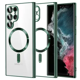   Techsuit - Luxury Crystal MagSafe tok - Samsung Galaxy S22 Ultra 5G - Sötétzöld átlátszó