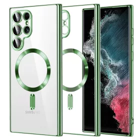   Techsuit - Luxury Crystal MagSafe tok - Samsung Galaxy S22 Ultra 5G - Zöld átlátszó